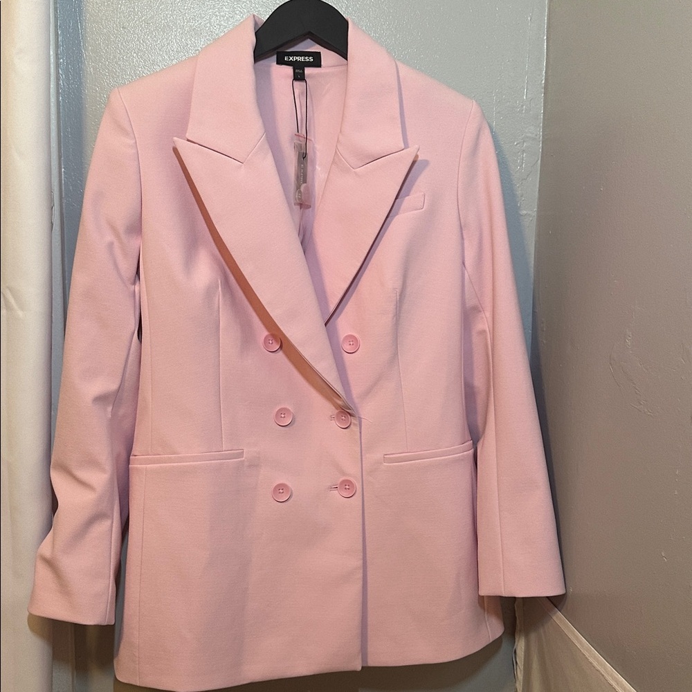 Express Double-Breasted Light Pink Blazer